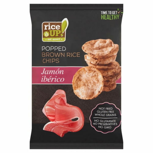 RICEUP! EAT SMART TELJES KIŐRLÉSŰ BARNA RIZS CHIPS IBÉRIAI SONKA ÍZESÍTÉSSEL 60 G