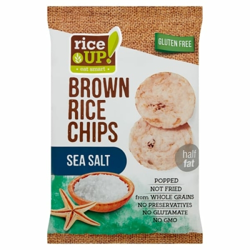 RICEUP! EAT SMART TELJES KIŐRLÉSŰ BARNA RIZS CHIPS TENGERI SÓVAL 60 G