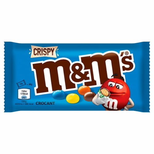 M&M'S CRISPY TEJCSOKOLÁDÉS DRAZSÉ CUKORBEVONATTAL ÉS ROPOGÓS RIZZSEL A KÖZEPÉN 36 G