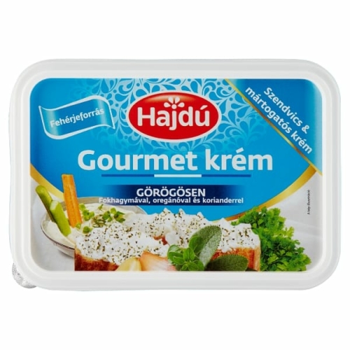 HAJDÚ GOURMET KRÉM GÖRÖGÖSEN FOKHAGYMÁVAL, OREGÁNÓVAL ÉS KORIANDERREL 180 G