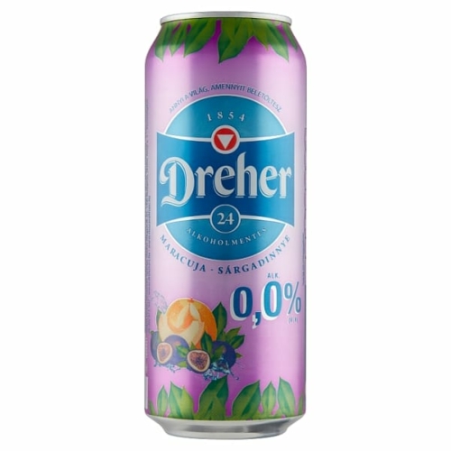 DREHER 24 ALKOHOLMENTES VILÁGOS SÖR ÉS MARACUJA-SÁRGADINNYE ÍZŰ ITAL KEVERÉKE 0,5 L