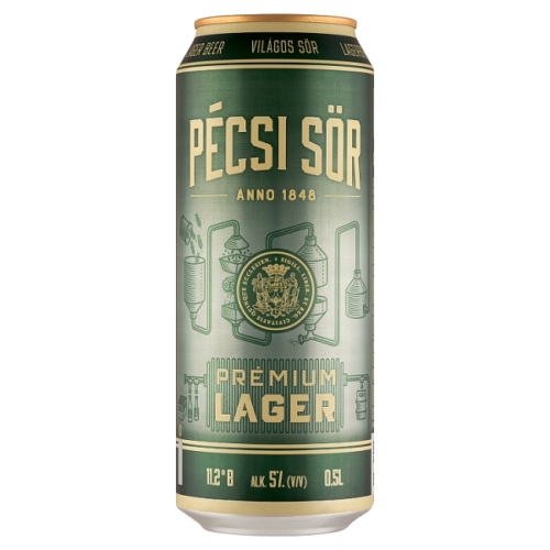 Pécsi Sör Prémium Lager minőségi világos sör 5% 0,5 l