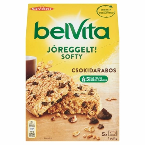 BELVITA JÓREGGELT! SOFTY GABONÁS KEKSZ CSOKOLÁDÉDARABOKKAL 5 DB 250 G