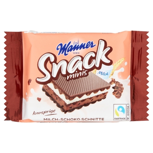 MANNER SNACK MINIS ROPOGÓS KAKAÓS OSTYASZELET TEJES ÉS KAKAÓS KRÉMMEL TÖLTVE 25 G