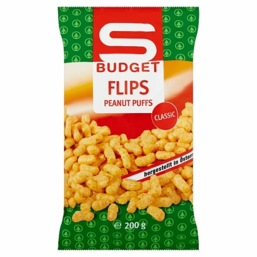 S-BUDGET FLIPS FÖLDIMOGYORÓS EXTRUDÁLT KUKORICA SNACK 200G